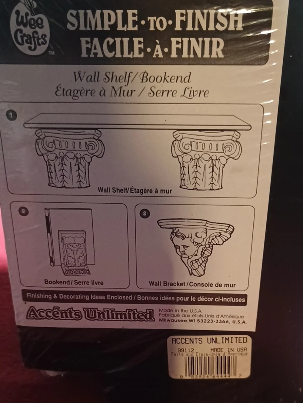 Wee Crafts‎ Wall Bracket Cherub Unpainted Accents Unlimited 7 x 7 in mol